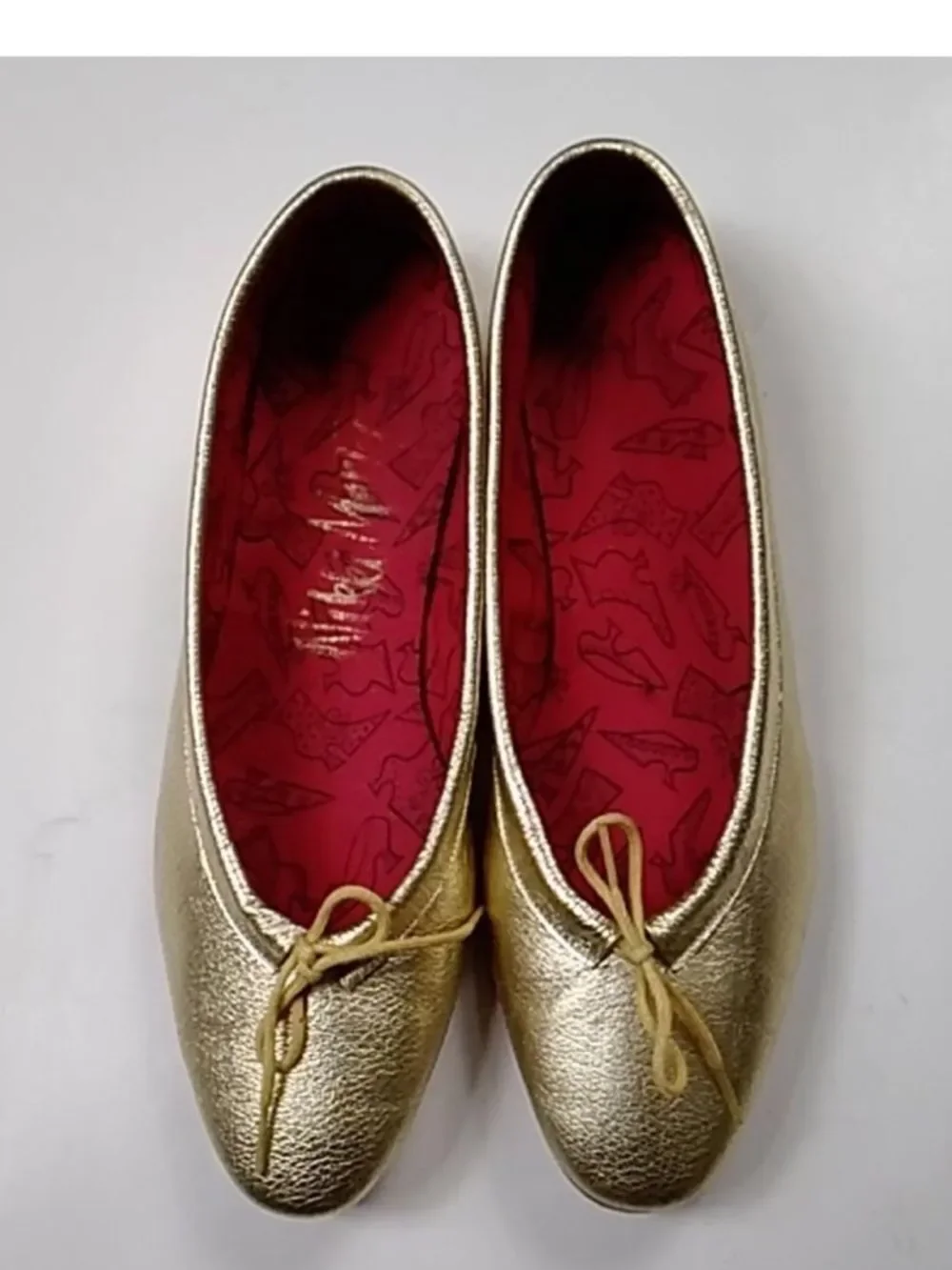 Gold Ballet Flats with Red Insole - Unknown Brand